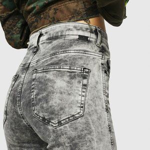 DIESEL Denim Jeans 90s Stretch Skinny Stone Wash Pants Gray Black